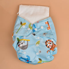 Baby Reusable Cotton Printed Pocket Diapers With 1 Inserts - Pack of 1 Lion