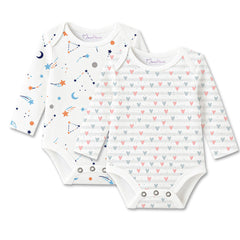 Organic Cotton Baby Full Sleeve Onesie | Galaxy & Little Hearts  | Pack of 2