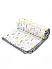 Moms Home Kids Pure Cotton Reversible Dohar, AC Blanket Comforter, Soft Light-Weight Blanket  (Grey Leaf)