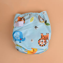 Baby Reusable Cotton Printed Pocket Diapers With 1 Inserts - Pack of 1 Lion
