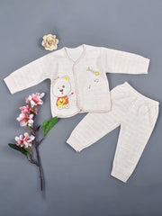 Baby's Warm Unisex Cotton Suit Set- 1Pajama and 1Shirt- Peach Check