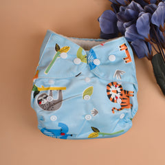 Baby Reusable Cotton Printed Pocket Diapers With 1 Inserts - Pack of 1 Lion