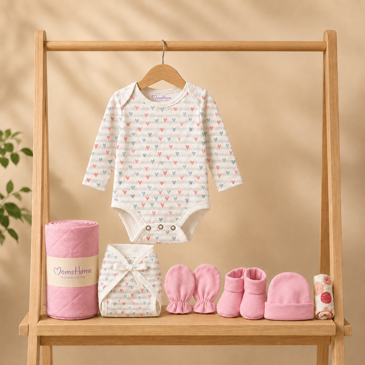 Organic Cotton Baby Essentials Gift Set | Baby Shower Gift Hamper | Baby Clothing Gift Combo | Pack of 7