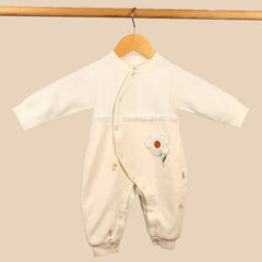 Organic Cotton Full Body Winter Romper for Babies | Soft & Warm Baby Romper | 0-6 Months | Flower | Pack of 1