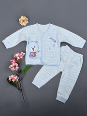Baby's Warm Unisex Cotton Suit Set - 1Pajama and 1Shirt- Blue Check