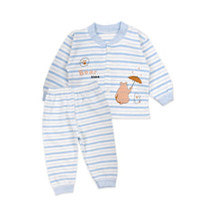 Baby's Warm Unisex Cotton Suit Set - 1 Pajama and 1 Shirt - Blue