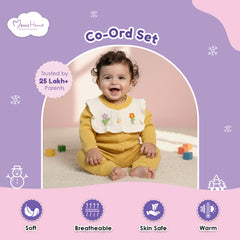 Winter Warm Woollen Full Sleeve Co-ord Sets For Baby | Flower | Set of 1