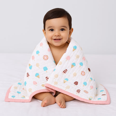 Organic Cotton 6 Layer Muslin Blanket | Super Soft Cotton Kids Blanket | 100X70 CM | 0-12 Months | Pack of 1