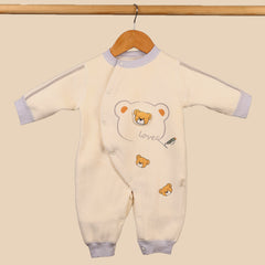 Organic Cotton Full Body Winter Romper for Babies | Soft & Warm Baby Romper | 0-6 Months | Teddy | Pack of 1