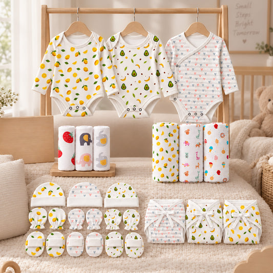 Moms Home Infant Kids Multi-Coloured  Printed Organic Cotton 21-Piece Baby Apparel Gift Set