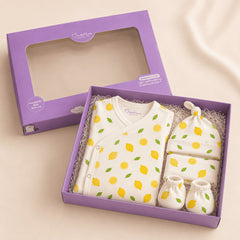Organic Cotton Baby Essentials Gift Set | Baby Shower Gift Hamper | Baby Clothing Gift Combo | Lemon | Pack of 6