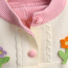 Winter Warm Woollen Full Sleeve Co-ord Sets For Baby | Flower | Set of 1