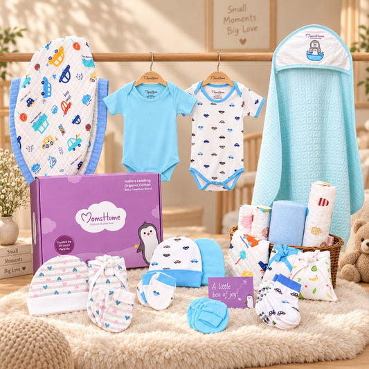 Hospital Kit for Newborn baby | New Born Baby Home Coming Outfit | Organic Cotton Gift Set | 0-6 Months | 25 Items | Mixed Designs