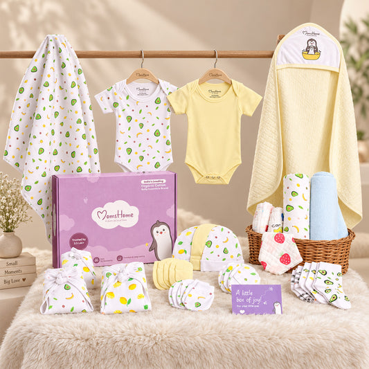 Hospital Kit for Newborn baby | New Born Baby Home Coming Outfit | Organic Cotton Gift Set | 0-6 Months | 25 Items | Avocado
