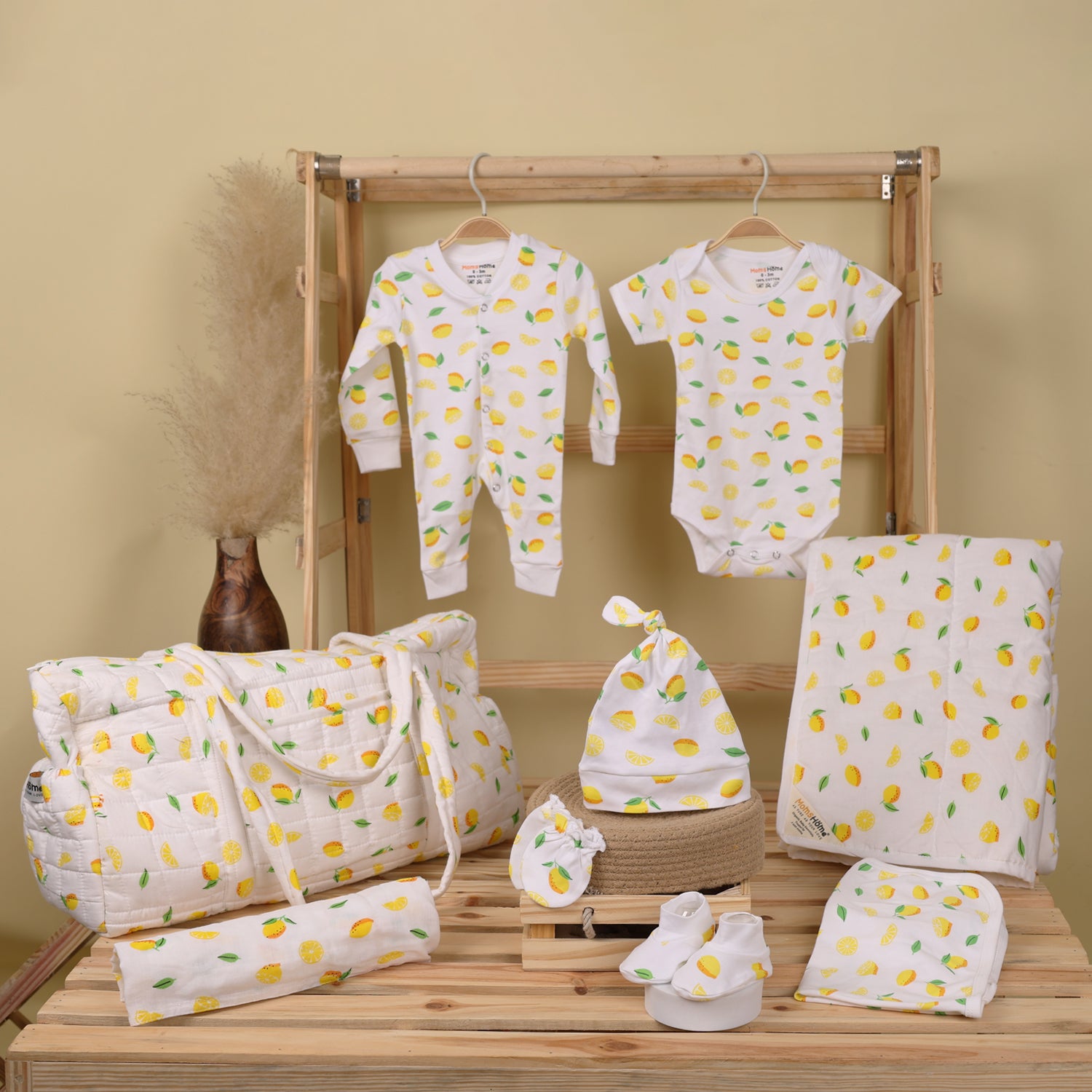 Hospital Kit for Newborn baby Organic Cotton Gift Set Lemon Items