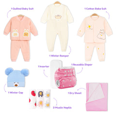 Winter Hospital Kit For Newborn Baby | New Born Baby Essentials Gift Combo | 26 Items | Mixed Design
