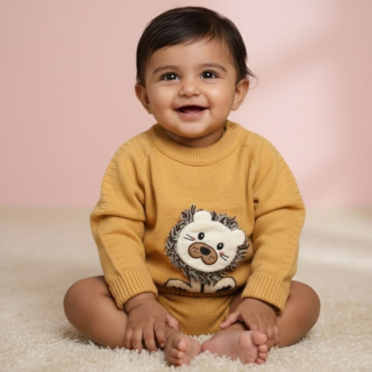 Winter Warm Woollen Full Sleeve Sweater For Baby | Lion | Pack of 1