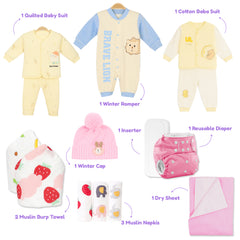 Winter Hospital Kit For Newborn Baby | New Born Baby Essentials Gift Combo | 29 Items | Mixed Design