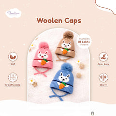 Winter Warm Woolen Baby Cap For 0–12 Months | Soft Infant Beanie Hat | Newborn Winter Headwear | Pack of 3