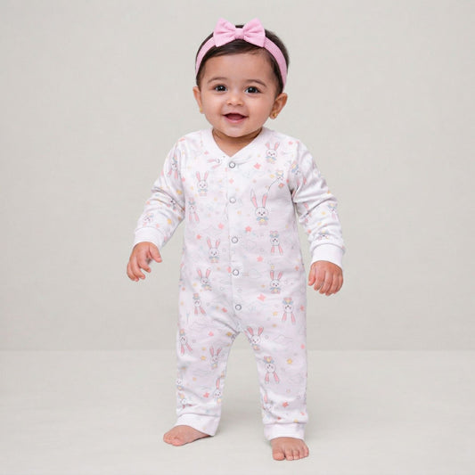 Organic Cotton New Born Baby Full Body Romper | New Born Baby Clothing | Bunny | 3-12 Months | Pack of 1