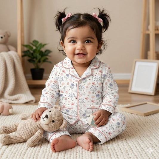 Organic Cotton Kids Night Suit | Full Sleeves Sleepwear | Blossom