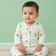 Organic Cotton Full Sleeve Baby Co-Ord Set | Soft Baby Shirt & Pant Set | Breathable Nightsuit / Sleepsuit for Infants & Toddlers | Avocado | Set of 1