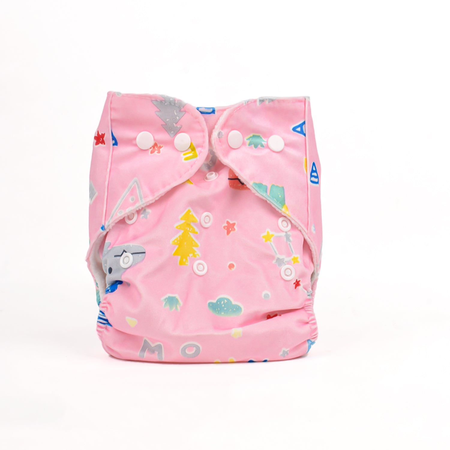 Baby Reusable Cotton Printed Pocket Diapers With 1 Inserts - Pack of 1 Pink Dinosaur