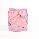 Baby Reusable Cotton Printed Pocket Diapers With 1 Inserts - Pack of 1 Pink Dinosaur