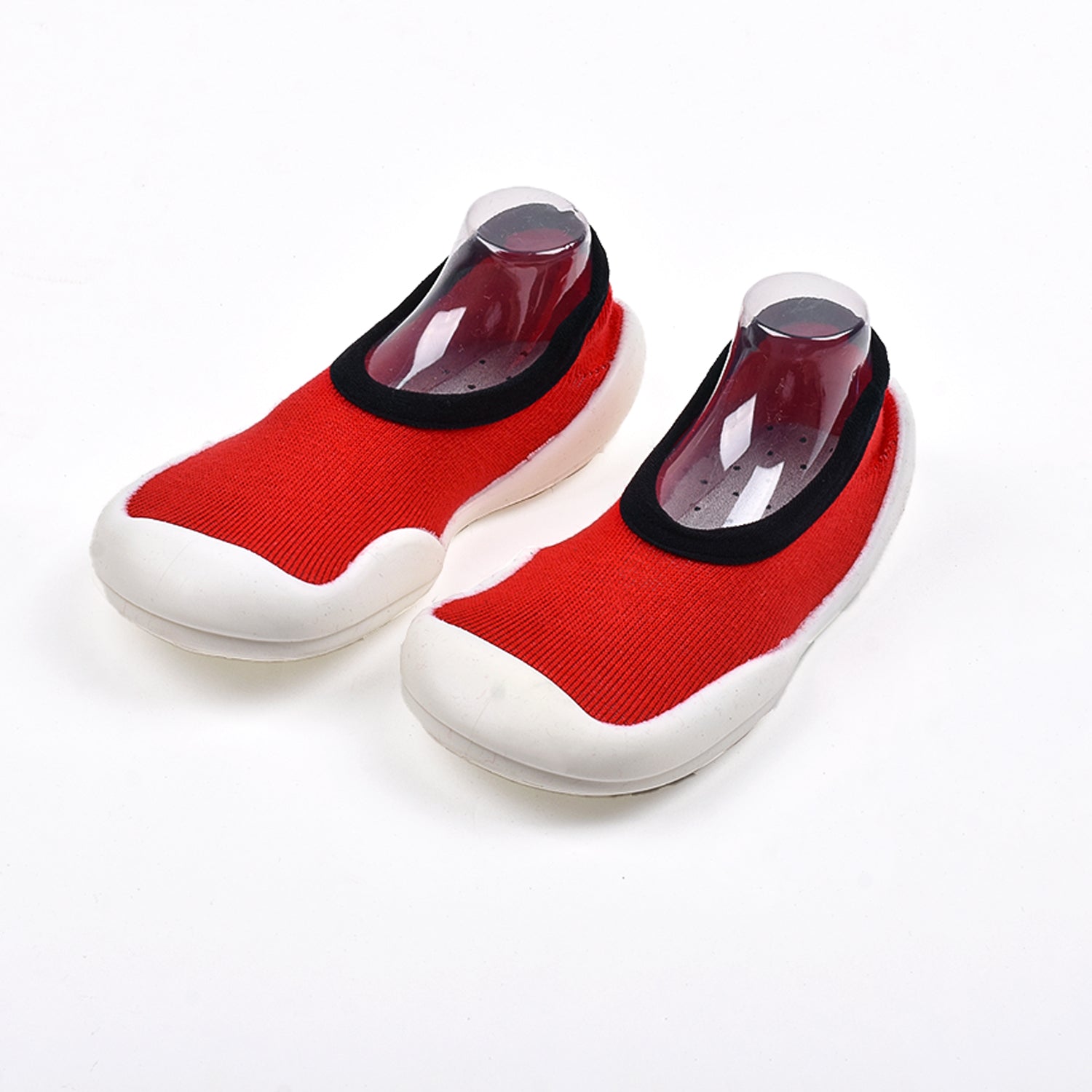 Baby Toddler Sock Shoes Soft Silicone Sole Shoes Breathable Cotton Shoes Anti-Slip for Kids Baby (Red)