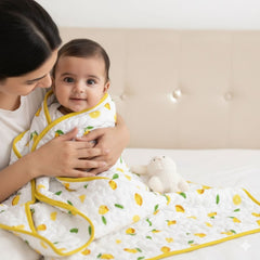 Ac Quilt Blanket cum Bedspread | 0-3 Years | 100X120 cm | Machine Washable | Lemon