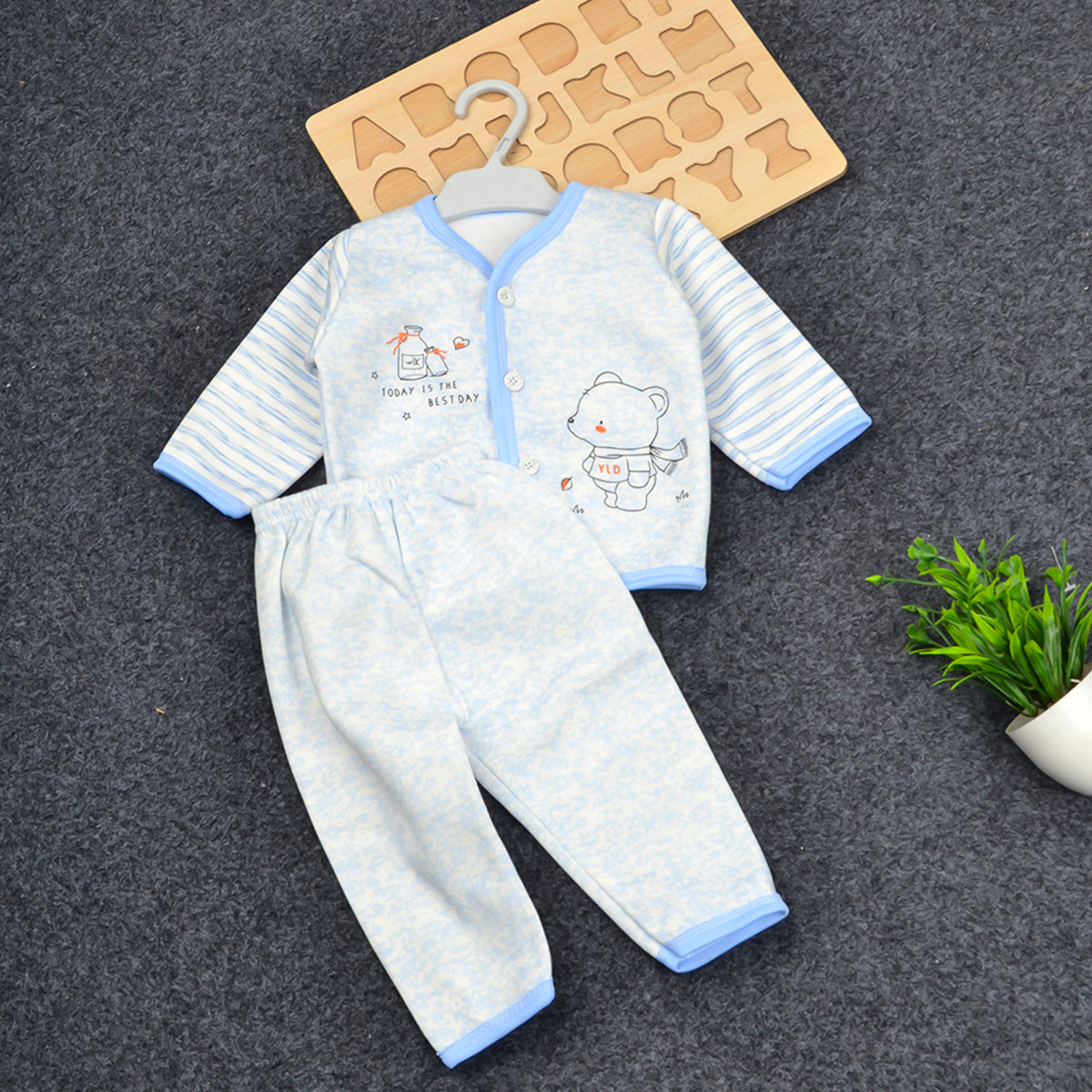 Baby Organic Cotton Baby Full Length Winter Warm Suit | 0-3 Months | Blue