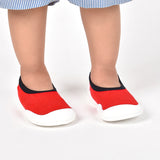 Baby Toddler Sock Shoes Soft Silicone Sole Shoes Breathable Cotton Shoes Anti-Slip for Kids Baby (Red)