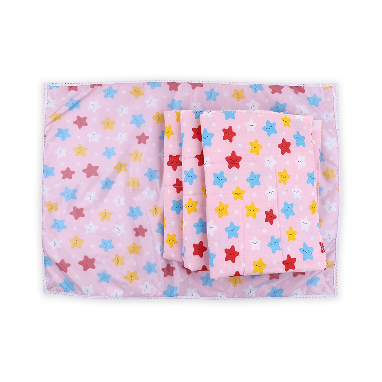 Baby Diaper changing Mat/ Sleeping Mat-4 Sheets| 0- 6 Months | Mixed - Pink