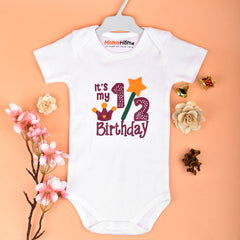 Organic Cotton New Born Baby Half Sleeves Bodysuit-Onesie | 6-12Months | Pack of 1