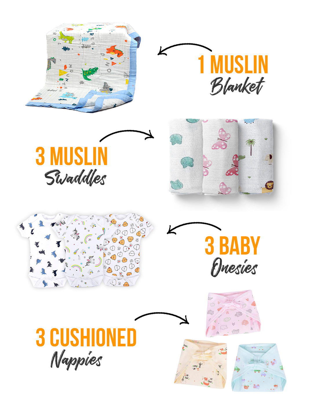Moms Home Infant Kids Multi-Coloured  Printed Organic Cotton 21-Piece Baby Apparel Gift Set