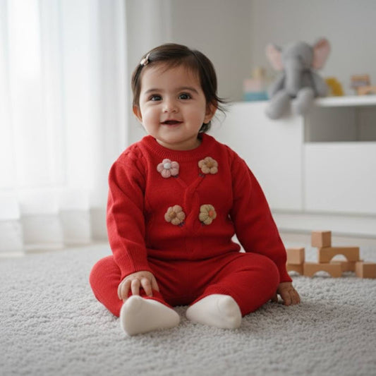 Winter Warm Woollen Full Sleeve Sweater For Baby | Flower | Pack of 1