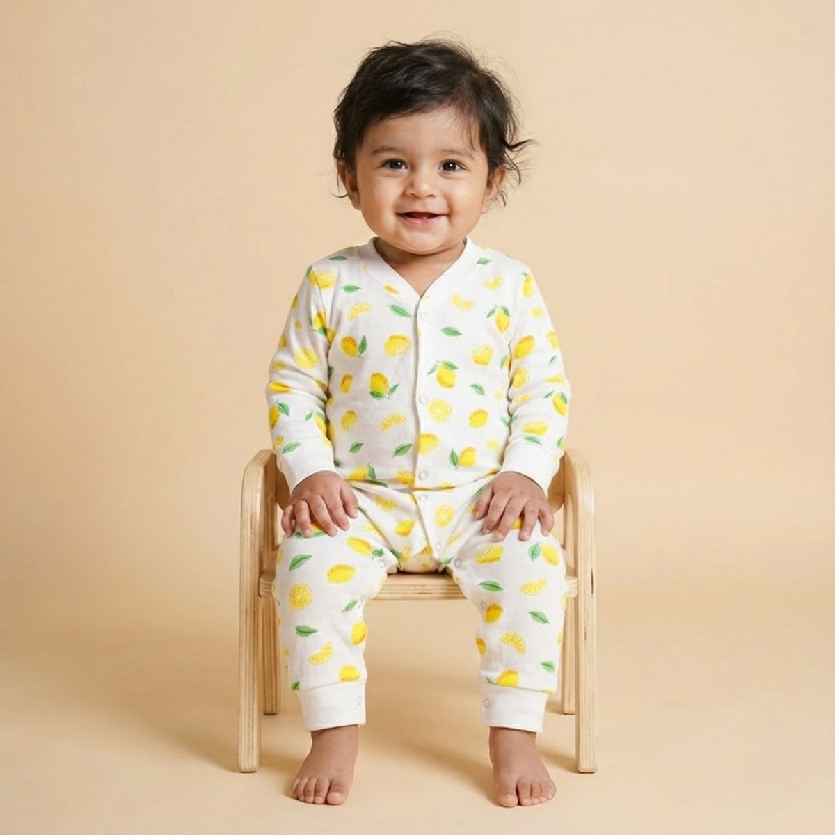 Kids Organic Cotton Full Body Romper | Lemon
