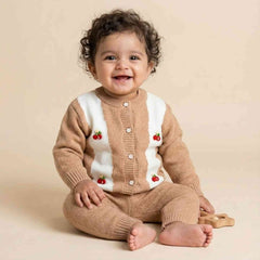 Winter Warm Woollen Full Sleeve Co-ord Sets For Baby | Strawberry | Pack of 1