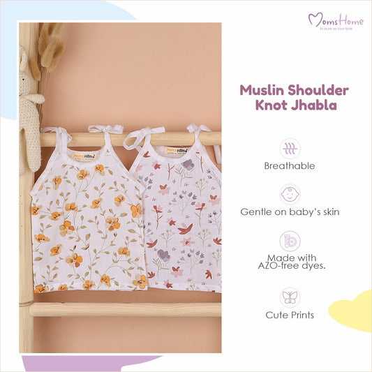 Organic Cotton Knot Jhabla For Newborn | Soft Muslin Summer Wear for Babies | 0-12 Months | Avocado | Pack of 1