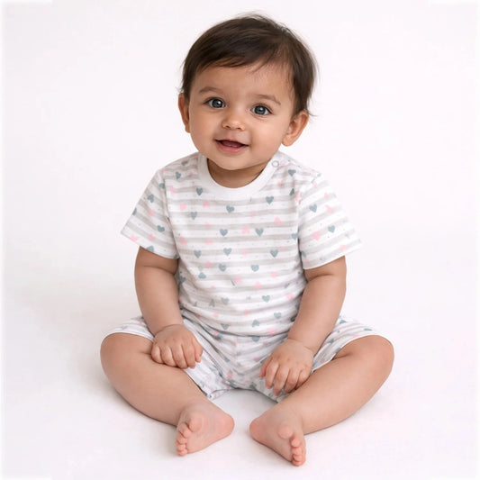 T-Shirt & Shorts Co-ord Set for Kids | Elegant & Comfortable Summer Wear | Organic Cotton Clothing Set | Little Heart | Pack of 1