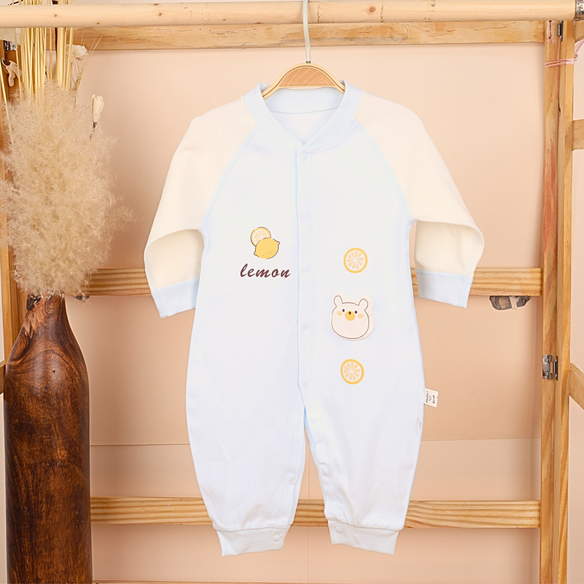 Organic Cotton Full Body Romper For Baby | New Lemon | Pack of 1