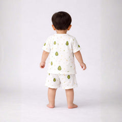T-Shirt & Shorts Co-ord Set for Kids | Elegant & Comfortable Summer Wear | Organic Cotton Clothing Set | Avocado | Pack of 1