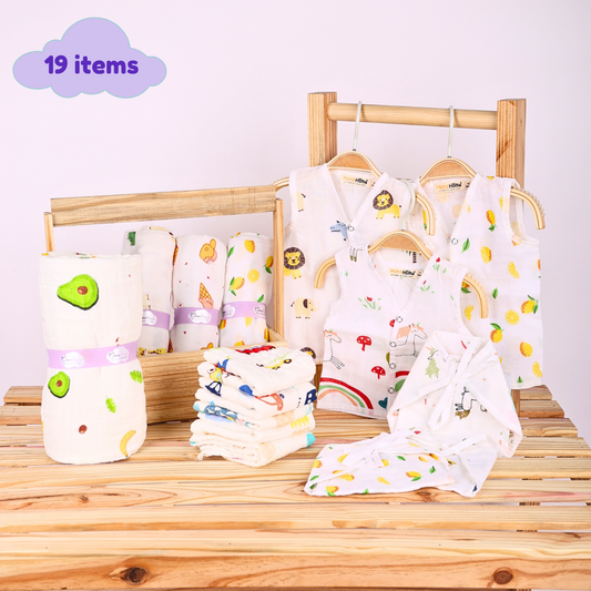 New Born All Muslin Gift Set | 19  items
