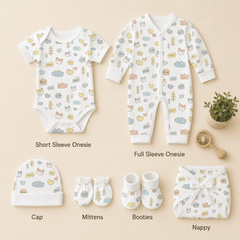 Baby Home Coming Outfit Set | Baby Shower Gift Hamper | Baby Essential Clothes Set | Joyworld | 0-3 Months | Pack of 7