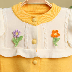 Winter Warm Woollen Full Sleeve Co-ord Sets For Baby | Flower | Set of 1