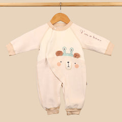 Organic Cotton Full Body Winter Romper for Babies | Soft & Warm Baby Romper | Bear | 0-6 Months | Pack of 1