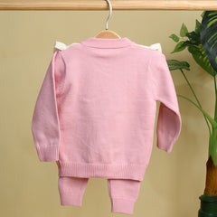 Winter Warm Woollen Full Sleeve Co-ord Sets For Baby | Flower | Set of 1