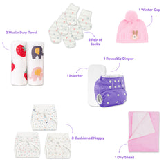 Winter Hospital Kit For Newborn Baby | New Born Baby Essentials Gift Combo | 35 Items | Mixed Design