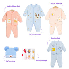 Winter Hospital Kit For Newborn Baby | New Born Baby Essentials Gift Combo | 35 Items | Mixed Design