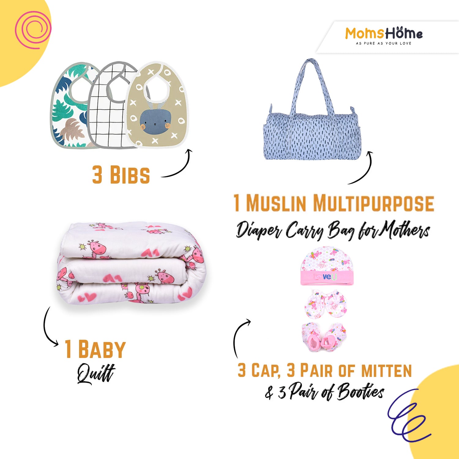 New Born Hospital Bag Essentials Combo-0-6 Months- 39 Items